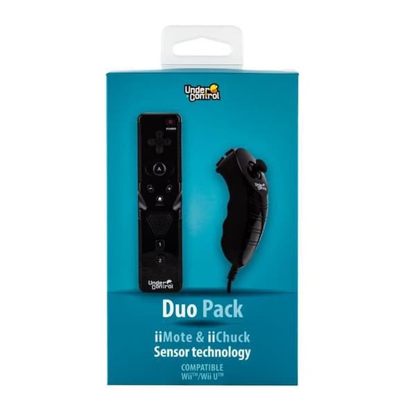 Duo Pack iiMote motion+ &amp; iiChuck Wii / Wii U Black Under Control
