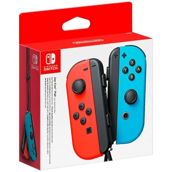 Ett par Neon Red & Neon Blue Joy-Con-kontroller för Nintendo Switch