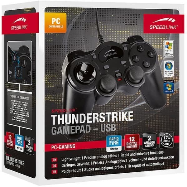 Manette Filaire - SPEEDLINK - THUNDERSTRIKE - Spelkontroll för PC - Svart