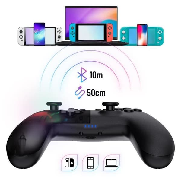 Trådlös handkontroll för Nintendo Switch, Bluetooth-kontroller kompatibel med Nintendo Switch, IOS och Android