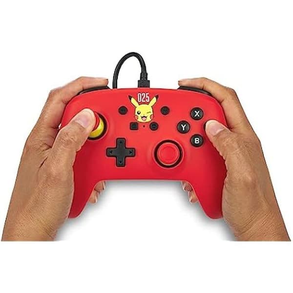 Gamepad PowerEn trådbunden handkontroll för Nintendo Switch - Laughing Pikachu - Gul - Vibration