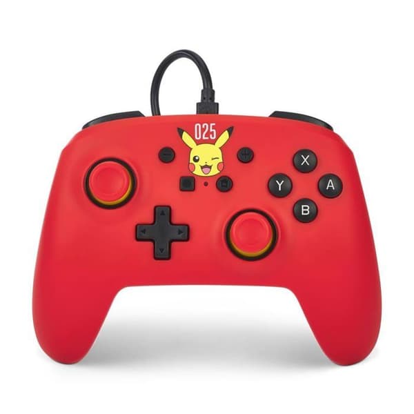 Gamepad PowerEn trådbunden handkontroll för Nintendo Switch - Laughing Pikachu - Gul - Vibration