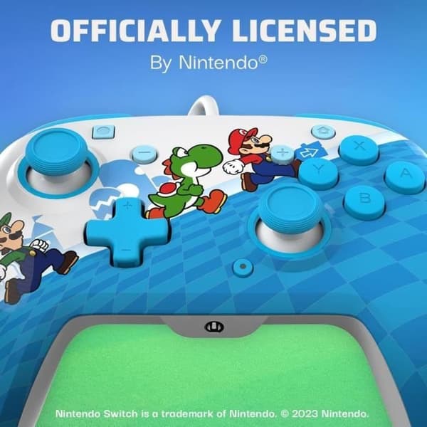 Trådbunden handkontroll - PDP - Super Mario Rematch - Nintendo Switch - 3 m kabel - Officiell Nintendo-licens - Mario Escape-motiv - Blå