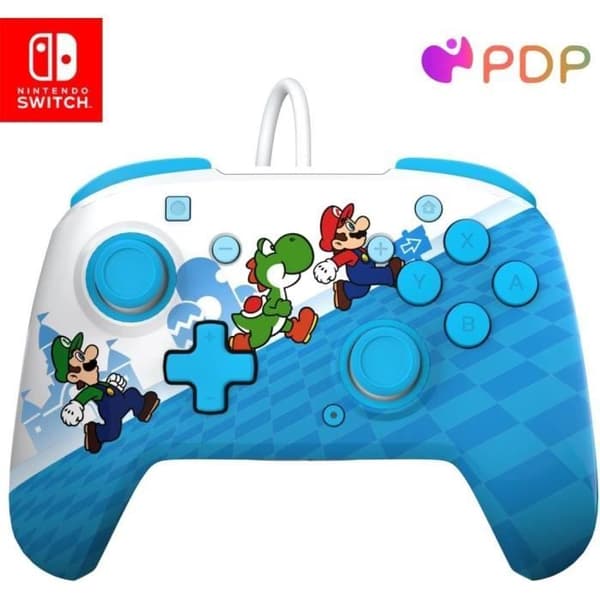 Trådbunden handkontroll - PDP - Super Mario Rematch - Nintendo Switch - 3 m kabel - Officiell Nintendo-licens - Mario Escape-motiv - Blå