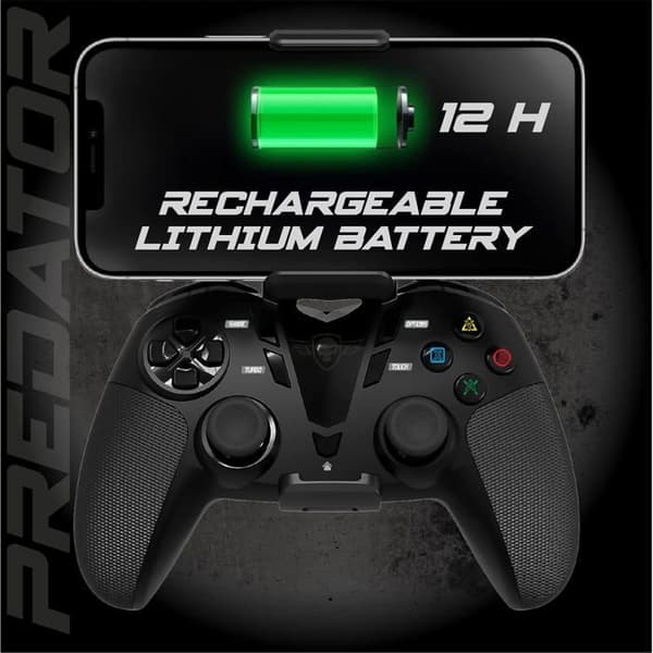 Spelkontroll - Android - Bluetooth - Programmerbar knapp - Smartphone-stöd - Svart