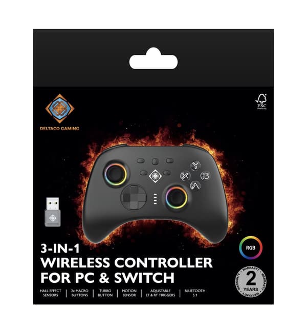 3-in-1 Wireless Controller for PC, 2.4G + BT 5.1 Connection