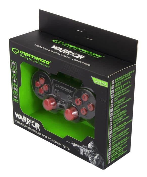 Gamepad - Esperanza - Warrior - Kabelansluten - Svart / Röd - Vibration- REFURBISHED