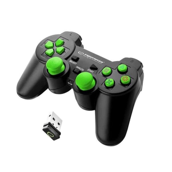 Gamepad - Esperanza - Gladiator - Trådlös - Svart / Grön - Ergonomisk vibration