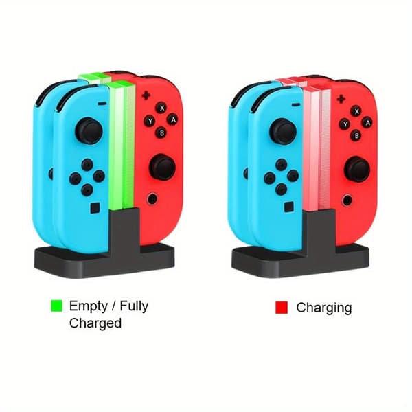Laddstation för 4 Joy-Con-kontroller – Kompatibel Nintendo Switch med LED-indikatorer"