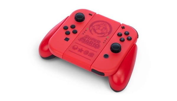 Powera videospelskontroller - NSAC0058-02 - Bekvämt Joy-Con-grepp för Nintendo Switch, Super Mario, röd