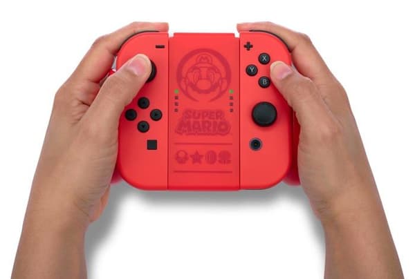 Powera videospelskontroller - NSAC0058-02 - Bekvämt Joy-Con-grepp för Nintendo Switch, Super Mario, röd