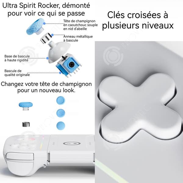 INN Trådlös spelkontroll 2.5g med joystick och RGB-ljus knappar, uppladdningsbar kontroller kompatibel med spelkonsoler