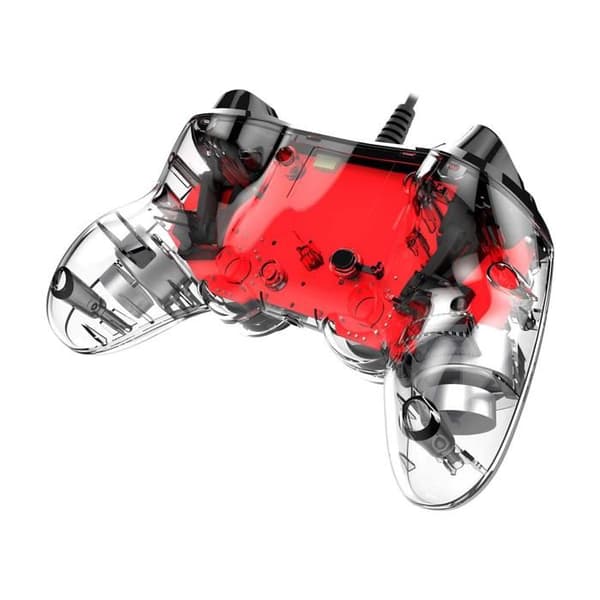 Nacon Transparent Red Compact Controller Wired Controller för PS4 PC-kompatibel