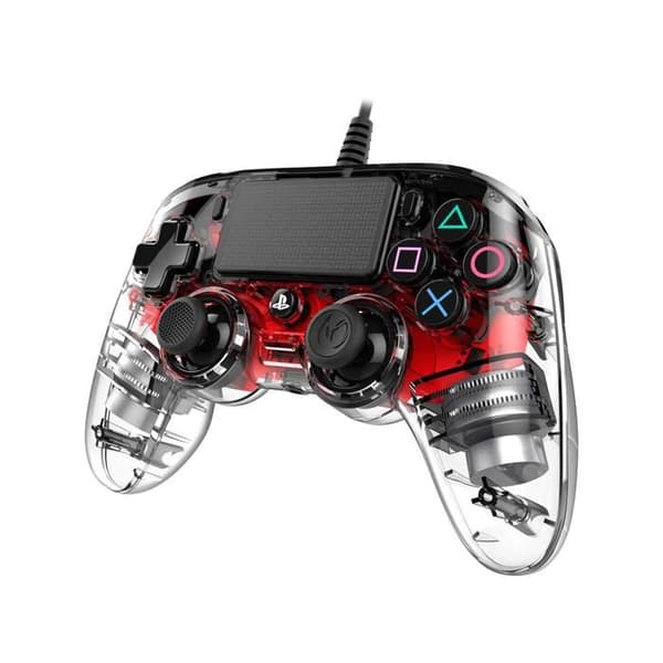 Nacon Transparent Red Compact Controller Wired Controller för PS4 PC-kompatibel