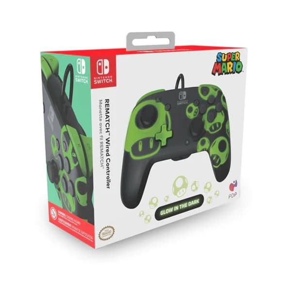 PDP Rematch Super Mario trådbunden handkontroll - Glow in the dark