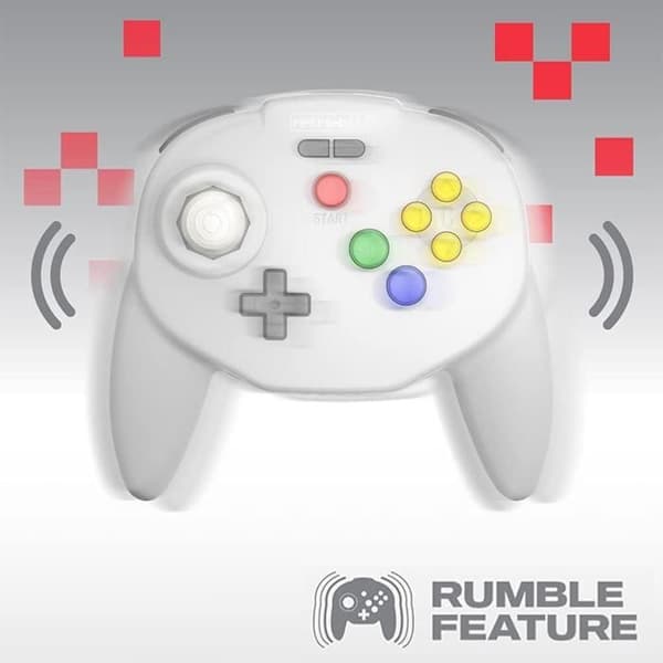 Retrogaming-Retro-Bit Tribute64 2,4 GHz trådlös gamepad för Nintendo 64/Switch/PC/Mac Clear Red