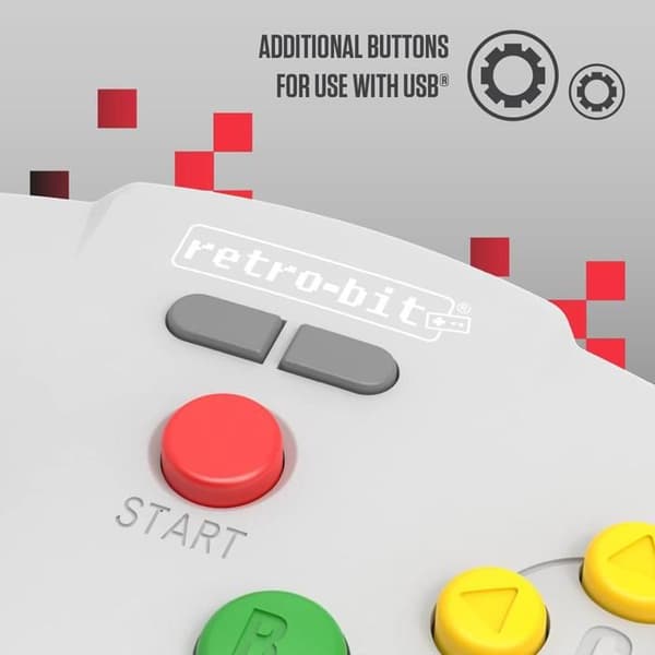 Retro-Bit Tribute 64 2.4GHz Trådlös Handkontroll för Nintendo 64/Switch/PC/Mac Grå