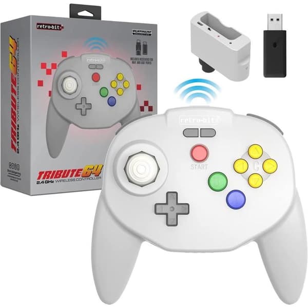 Retro-Bit Tribute 64 2.4GHz Trådlös Handkontroll för Nintendo 64/Switch/PC/Mac Grå