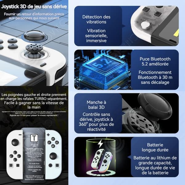 INN Controller Gamepads Ersättning L/R 6-axlig spelkontroll med dubbelvibrerande ergonomiskt gyroskop trådlös videospelskontroll