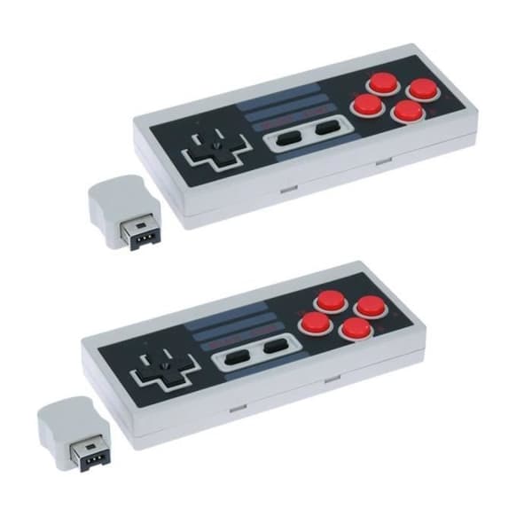 2x trådlös handkontroll Gamepad Nintendo Mini Classic NES-konsol Turbofunktion Grå- USED