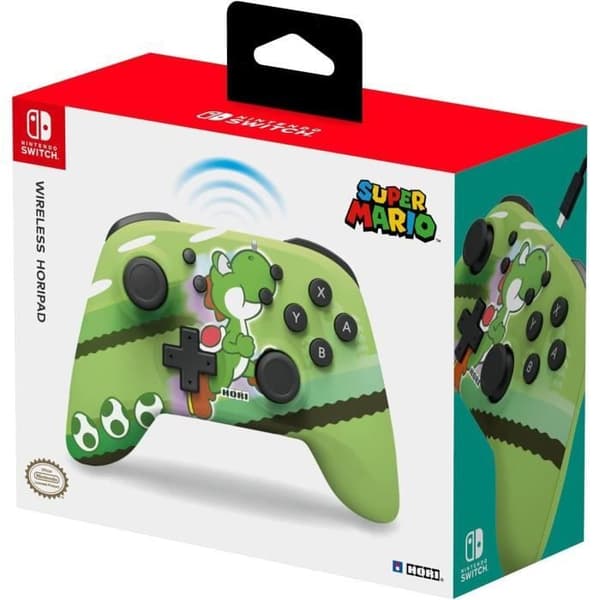 HORIpad Super Mario trådlös handkontroll - HORI - Nintendo Switch - 15 timmars batteritid - Yoshi-mönster - Grön