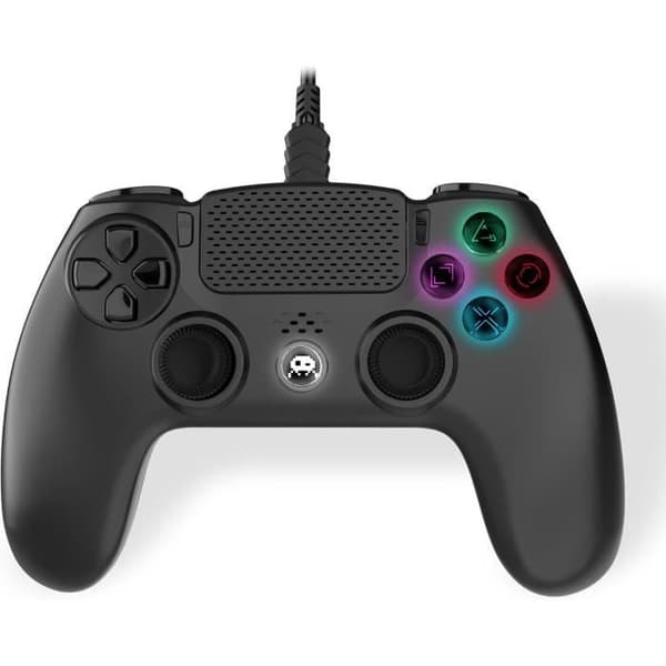 Freaks and Geeks - Svart trådlös handkontroll för PS4 med 3M kabel med jackkontakt