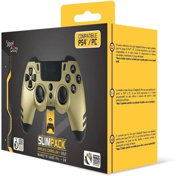 Steelplay Slimpack - 2,4 GHz trådlös handkontroll, PS4/PC-kompatibel guld
