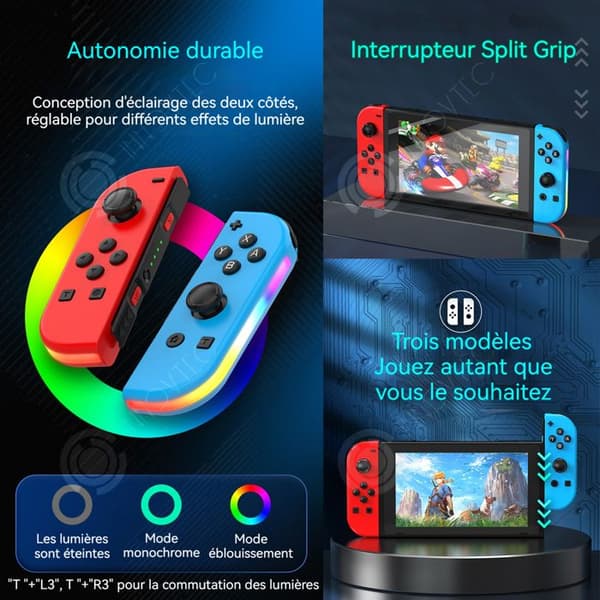INN Spelkontroll vänster och höger Switch vibration stor kapacitet batteri färgglad RGB-belysning vakna 5.2 bluetooth