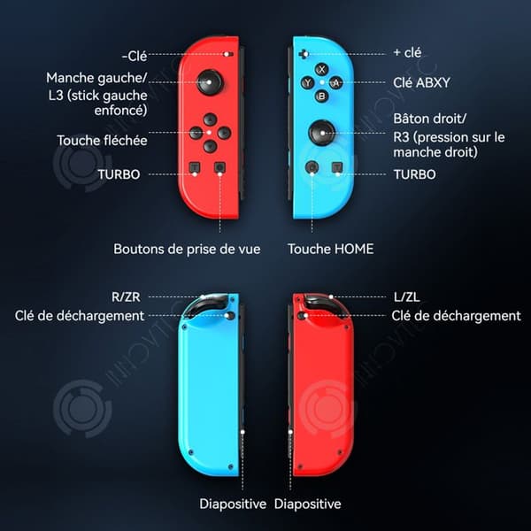INN Spelkontroll vänster och höger Switch vibration stor kapacitet batteri färgglad RGB-belysning vakna 5.2 bluetooth