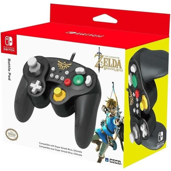 Hori Battle Pad trådbunden kontrolltyp GameCube Super Smash Bros för Nintendo Switch - Zelda Design - Officiell Nintendo-licens