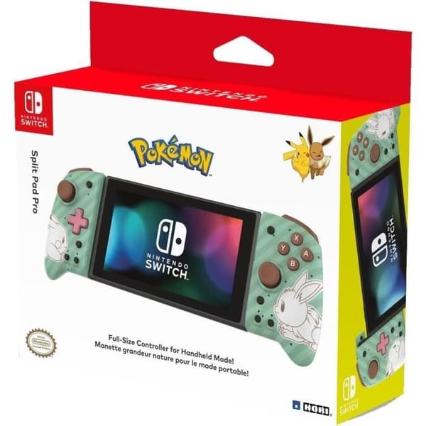 Manette Joy-Con - HORI - Split Pad Pro - Motiv Pikachu och Evoli - Trådbunden - Grön