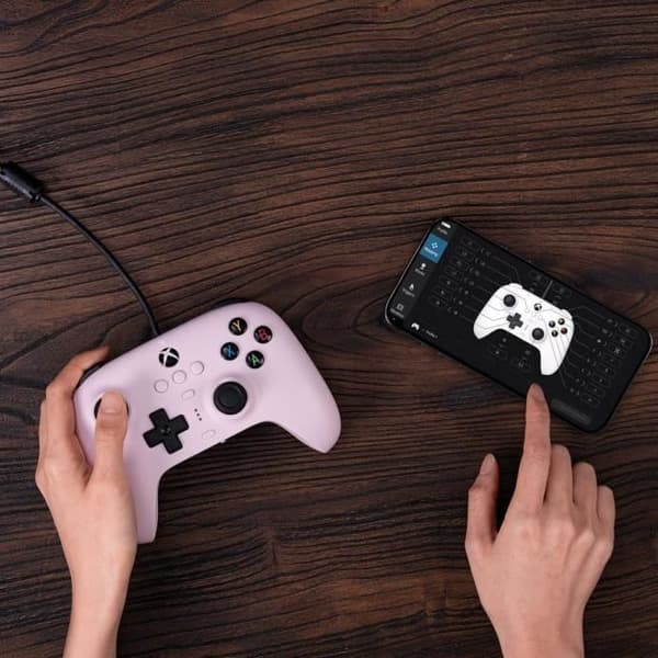 -8Bitdo Ultimate Wired Controller för Xbox Series X, Xbox Series S, Xbox One, Windows 10 och Windows 11 - Rosa