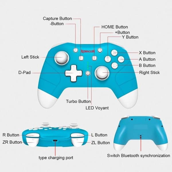 Manette spelvideo Redragon - G815B - Pad G.PAD Pluto G815 Blå