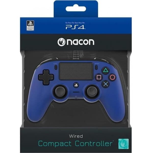 Kompakt trådbunden spelkontroll - NACON - PS4 - Blå - 2 vibrationsmotorer