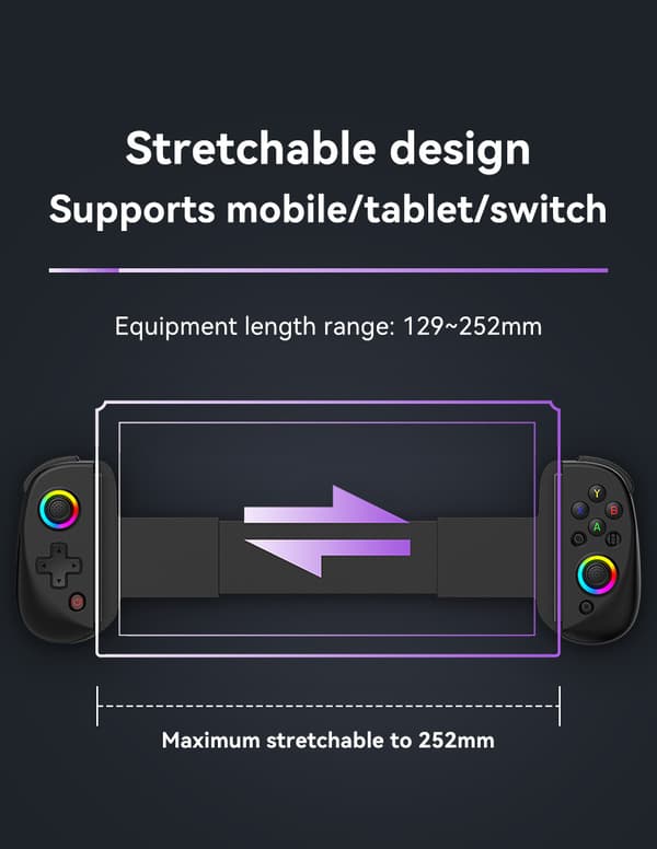 INF D8 Trådløs Strækbar Gamepad til Telefoner og Tablets Grå