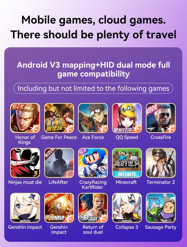 INF D8 Trådløs Strækbar Gamepad til Telefoner og Tablets Sort