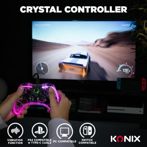 Konix - Trådlös Crystal-spak Nintendo Switch, Switch OLED, PC och PS4