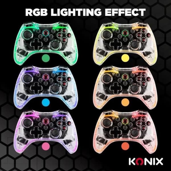 Konix - Trådlös Crystal-spak Nintendo Switch, Switch OLED, PC och PS4