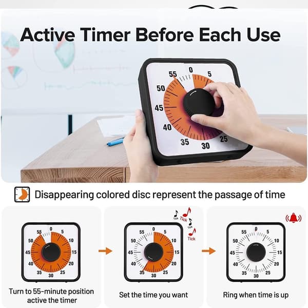 Visuell Timer STOR 60min - klassrum skola för barn 19cm