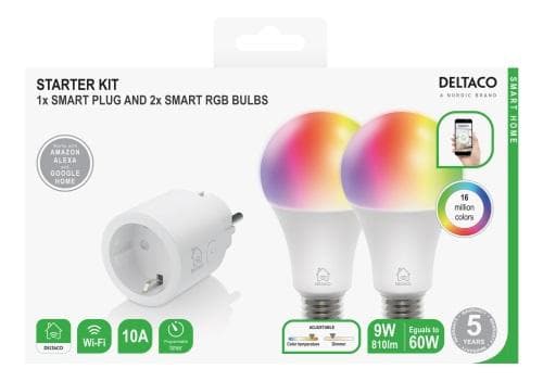 Starter kit DELTACO SMART HOME smart plug and 2x RGB LED lights / SH-KIT01