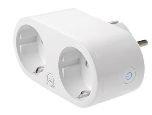 DELTACO SMART HOME switch, WiFi 2.4GHz, energy monitoring, 2xCEE 7/3, 13A, timer, white / SH-P02E
