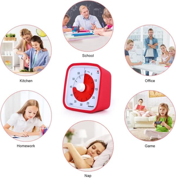 OBOSOE Visuell Timer för Klassrum & Barn - 60 minuter,Justerbar Volym, 10x10 cm