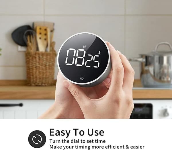Digital æggetimer med LED og stopur – Lydløs køkkenur med magnetisk bagside til madlavning og studie