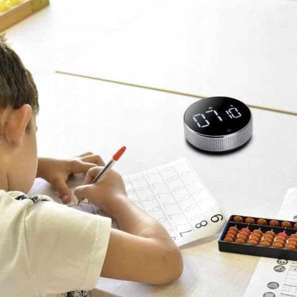 Digital æggetimer med LED og stopur – Lydløs køkkenur med magnetisk bagside til madlavning og studie