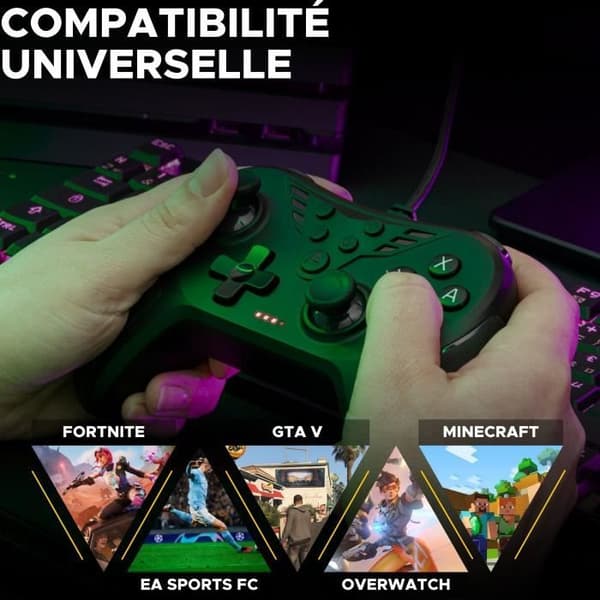 Spelkontroll - THE G-LAB - K-PAD HELIUM - Kabelansluten - PC &amp; PS - Svart