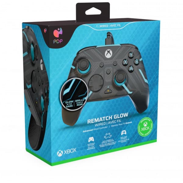 PDP Rematch GLOW Wired Controller -peliohjain, Titan Steel, Xbox / PC