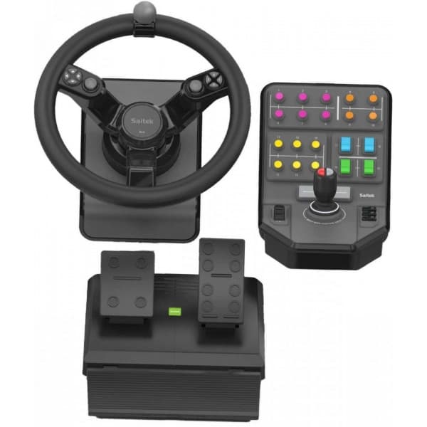 Logitech Saitek Farm Sim Controller -työkoneratti, polkimet & sivupaneelin ohjainyksikkö