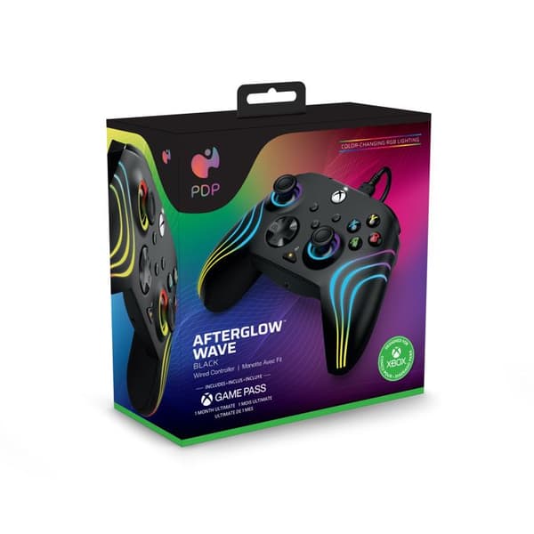 Gamepad - PDP - Afterglow Wave - Kabelansluten - Svart - Anpassningsbar LED-belysning