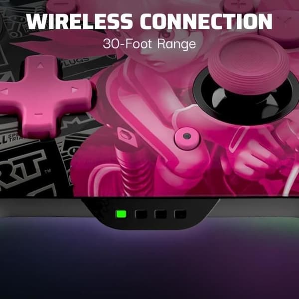 PDP - Glow Wireless Controller för Nintendo Switch och Switch OLED - Grand Prix Peach - Svart och Rosa