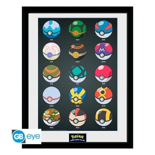 POKEMON - Framed print Pokeballs (30x40)